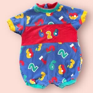 Vtg Gymboree Newborn Play Sports Numbers Bubble Romper Outfit Baby Boy Clothes
